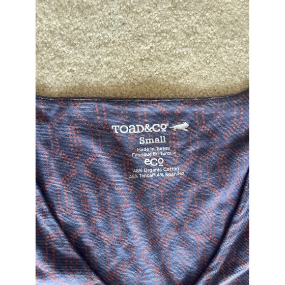 Toad&Co Women's Rosemarie Dress Small Blue Geometric V Neck Short Sleeve- Size S - Picture 4 of 8